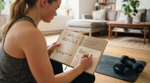 Persona che monitora i progressi di un programma fitness personalizzato
